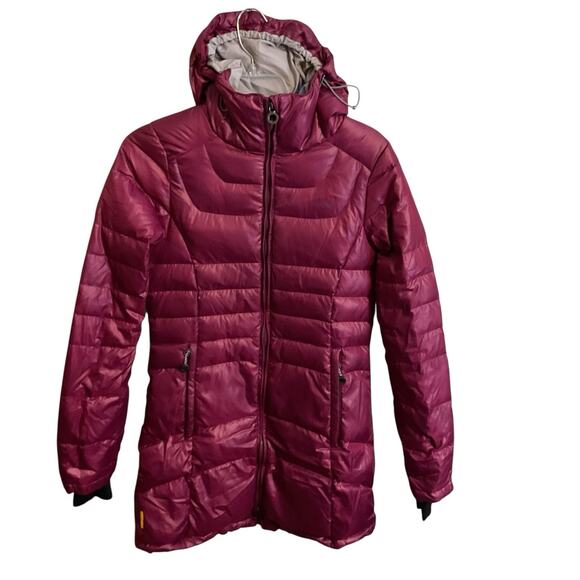 Lolë Women's Hooded Down Puffer Coat - XS (2-4) - Red Burgundy Full Zip Fitted - Picture 8 of 16